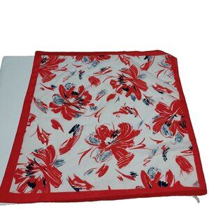 Scarf Made In Italy Mod Retro Floral Red White Vintage Square 29"
